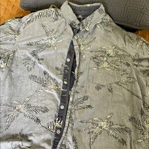 Men's Gray/Blue Palm Tree Print Shirt